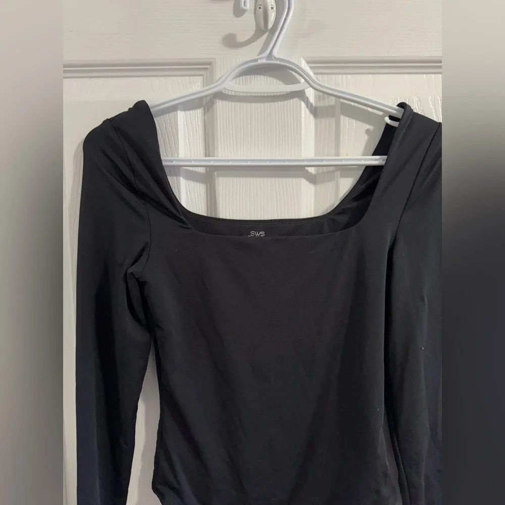 SQUARE NECK LONG SLEEVE CONTOUR BODYSUIT BLACK SIZE SMALL - Picture 3 of 6